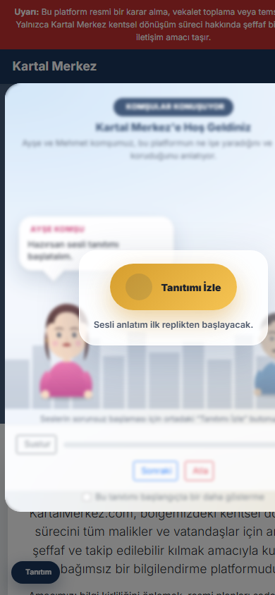 Kartal Merkez gerçek mobil ana sayfası