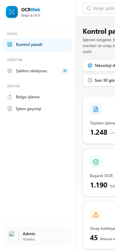 OCRWeb gerçek mobil ana sayfası