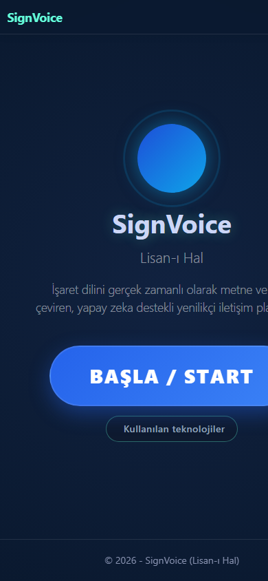 SignVoice gerçek mobil ana sayfası
